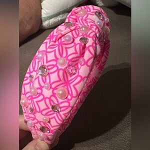 Handmade top knot in LP valentines print